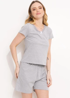 Alma Dolce - Pijama Curto com Renda Mescla - ALMA DOLCE