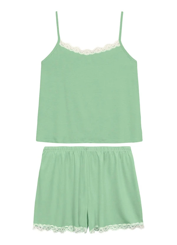 Malwee - Pijama Curto com Renda Verde Menta