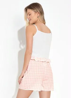 Alma Dolce - Pijama Curto com Shorts Estampado Vichy Rosa - ALMA DOLCE
