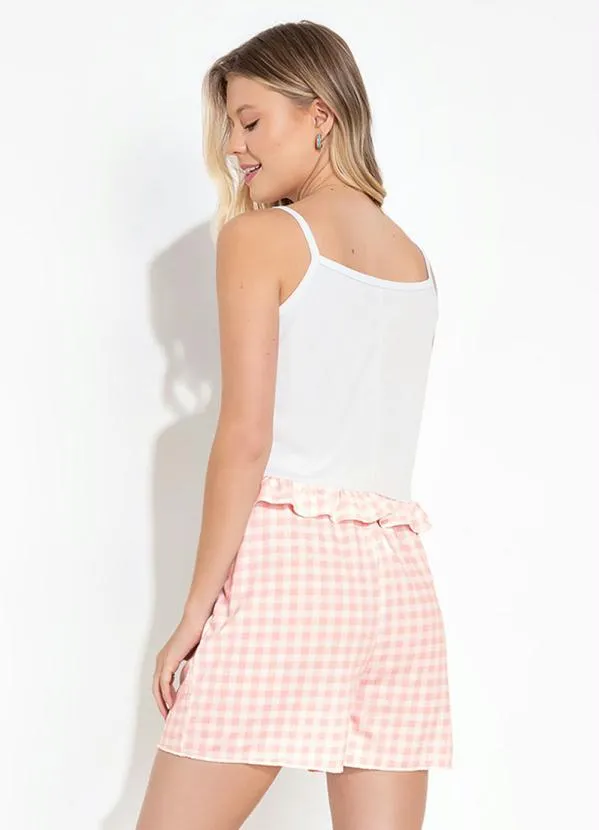 Alma Dolce - Pijama Curto com Shorts Estampado Vichy Rosa 2