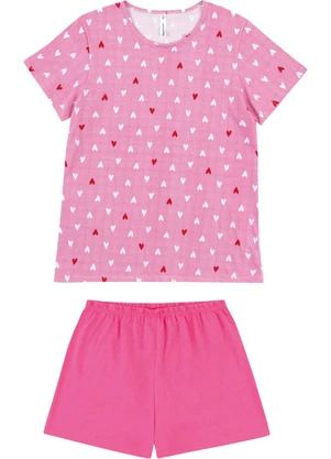 Malwee - Pijama Curto Corações Rosa Escuro - MALWEE