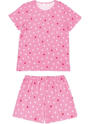 Malwee - Pijama Curto Corações Rosa Escuro - MALWEE