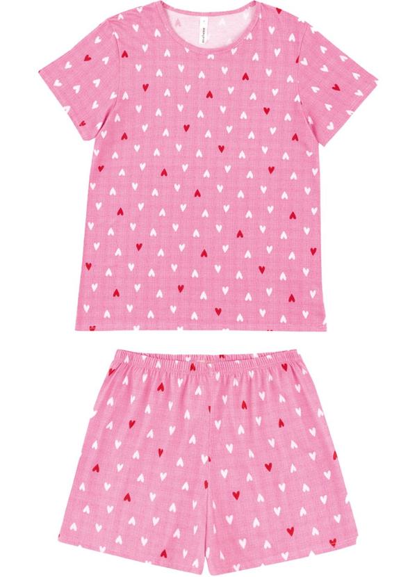 Malwee - Pijama Curto Corações Rosa Escuro