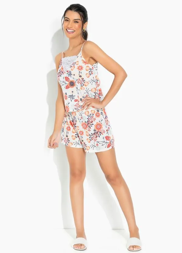 Alma Dolce - Pijama Curto de Alcinha Floral Bege 4