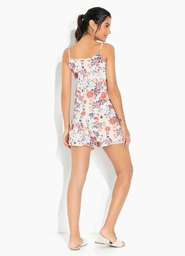 Alma Dolce - Pijama Curto de Alcinha Floral Bege 5