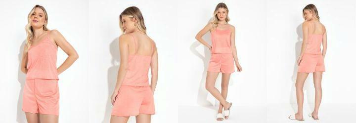 Pijama Curto de Alcinha Rosa