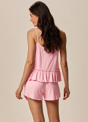 Malwee - Pijama Curto em Malha Canelada Rosa - MALWEE