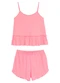 Malwee - Pijama Curto em Malha Canelada Rosa - variação: Rosa