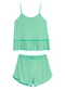 Malwee - Pijama Curto em Malha Canelada Rosa - variação: Verde Menta