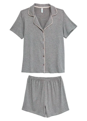 Malwee - Pijama Curto em Malha Viscose Cinza Claro - MALWEE