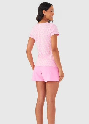 Rovitex - Pijama Curto em Meia Malha Rosa - ROVITEX
