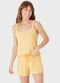 Malwee - Pijama Curto em Viscose Canelada Amarelo - variação: Amarelo