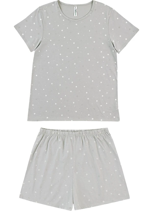 Malwee - Pijama Curto Estrelas Cinza 2