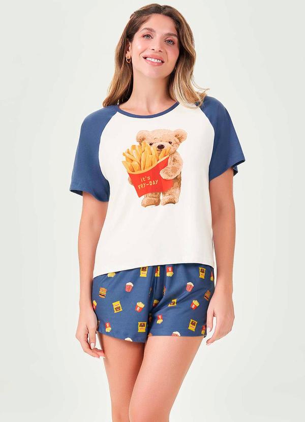 Espaço Pijama - Pijama Curto Feminino Azul
