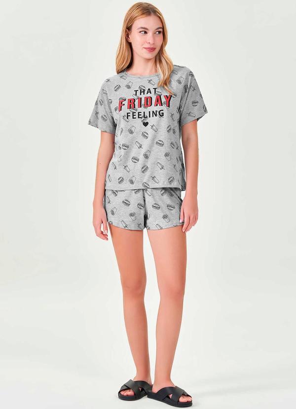 Espaço Pijama - Pijama Curto Feminino Mescla 3