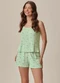 Malwee - Pijama Curto Flamingos Laranja - variação: Verde Claro