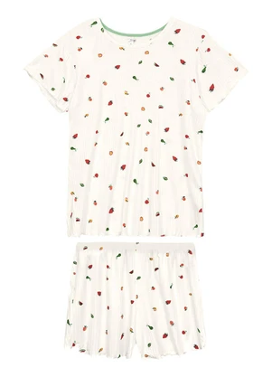 Malwee - Pijama Curto Frutinhas Off White - MALWEE