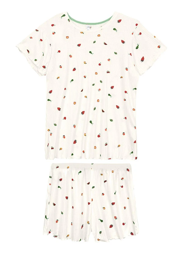 Malwee - Pijama Curto Frutinhas Off White