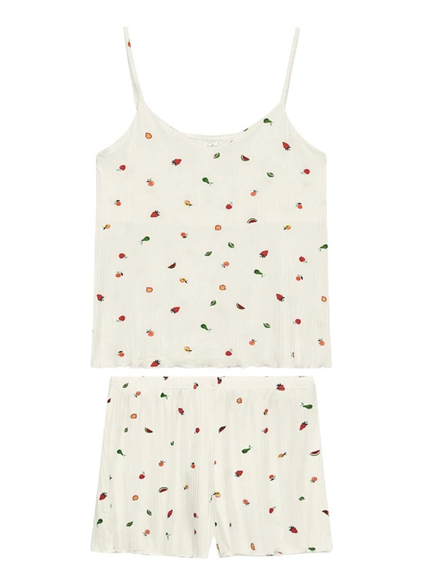 Malwee - Pijama Curto Frutinhas Off White