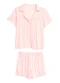 Malwee - Pijama Curto em Malha Viscose Cinza Claro - variação: Rosa