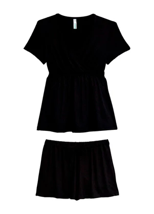 Malwee - Pijama Curto Maternidade Preto - MALWEE