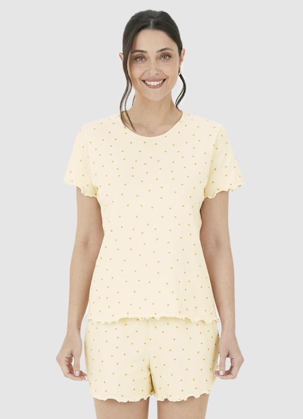 Malwee - Pijama Curto Poá em Ribana Bege 1