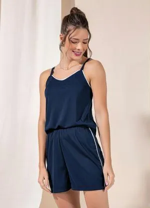 Alma Dolce - Pijama de Alcinha Curto Azul Marinho - ALMA DOLCE