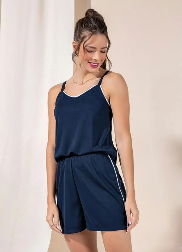 Alma Dolce - Pijama de Alcinha Curto Azul Marinho 1