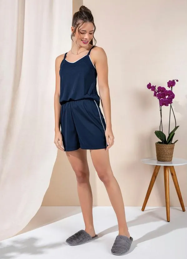 Alma Dolce - Pijama de Alcinha Curto Azul Marinho 4