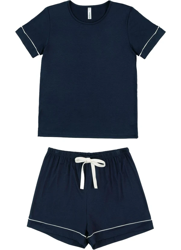 Malwee - Pijama em Malha Essence com Laço Azul Marinho 2