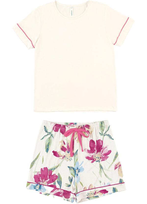 Malwee - Pijama em Malha Essence com Laço Off White