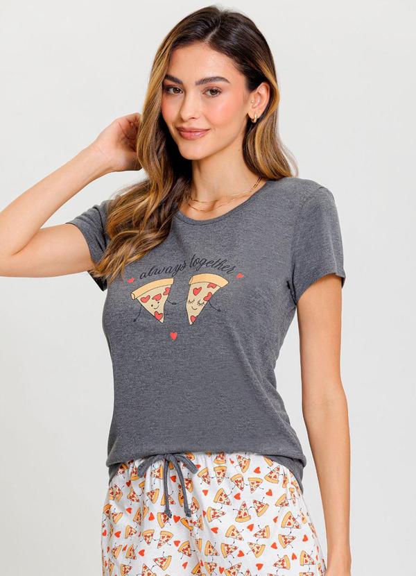 Rovitex - Pijama Estampa de Pizza Mensageira da Paz Cinza 3