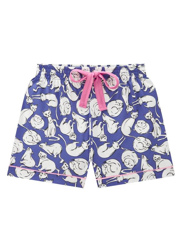 Lunender - Pijama Estampado com T-Shirt e Shorts Azul 7