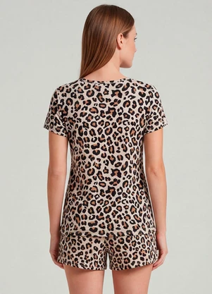 Infinita Cor - Pijama Feminina Short e Blusa Bege - INFINITA COR