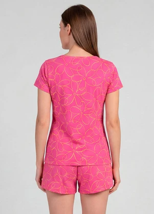 Infinita Cor - Pijama Feminina Short e Blusa Rosa - INFINITA COR