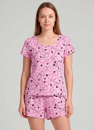 Infinita Cor - Pijama Feminina Short e Blusa Rosa - INFINITA COR
