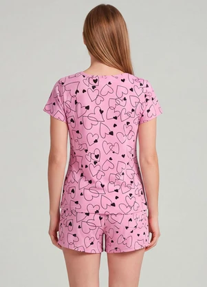 Infinita Cor - Pijama Feminina Short e Blusa Rosa - INFINITA COR