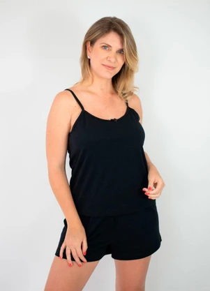 Piante Pijamas - Pijama Feminino Alcinha Kelly Preto - PIANTE PIJAMAS