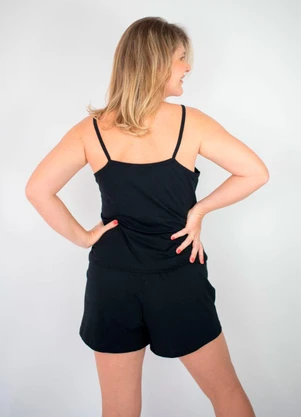 Piante Pijamas - Pijama Feminino Alcinha Kelly Preto - PIANTE PIJAMAS