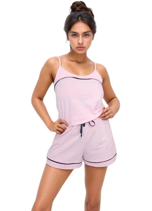 Piante Pijamas - Pijama Feminino Alcinha Sara Rosa - PIANTE PIJAMAS