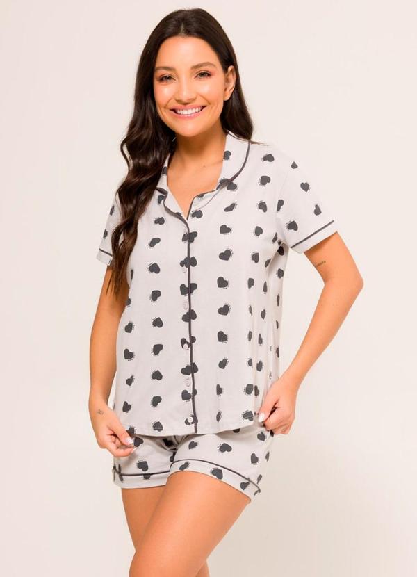 Rovitex - Pijama Feminino Americano Meia Malha Branco