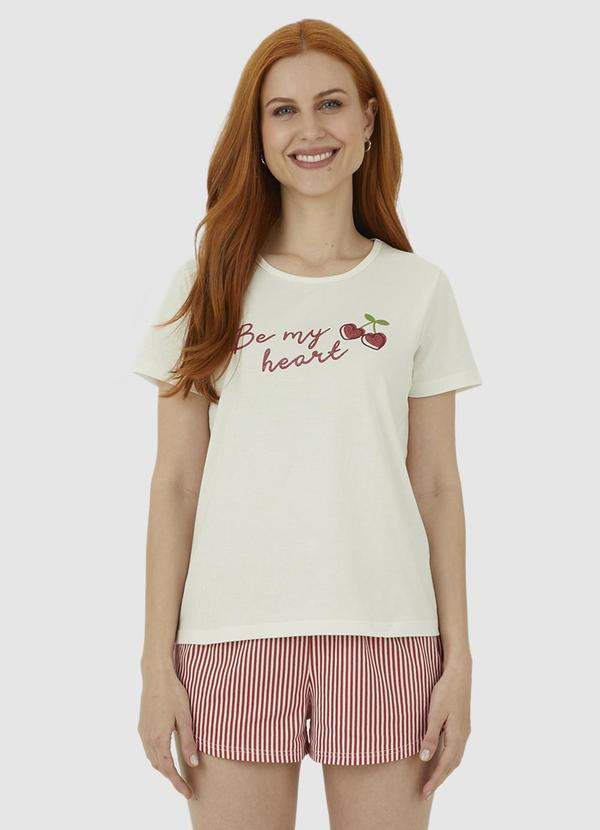 Malwee - Pijama Feminino Be My Heart Bege