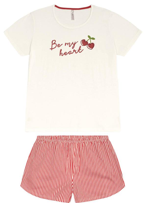 Malwee - Pijama Feminino Be My Heart Bege 3