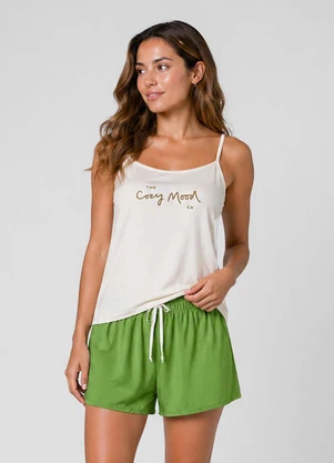 Infinita Cor - Pijama Feminino Blusa de Alça e Short Rosa - INFINITA COR