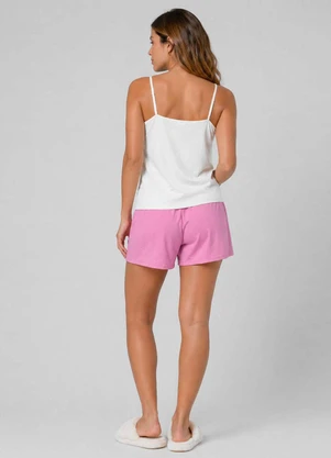 Infinita Cor - Pijama Feminino Blusa de Alça e Short Rosa - INFINITA COR