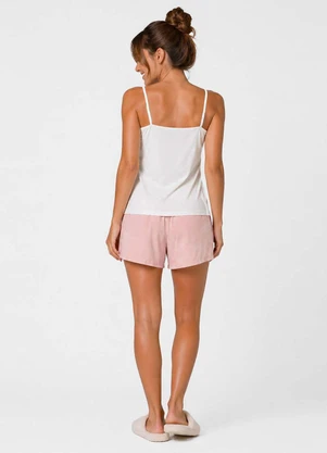 Infinita Cor - Pijama Feminino Blusa de Alça e Short Rosa - INFINITA COR