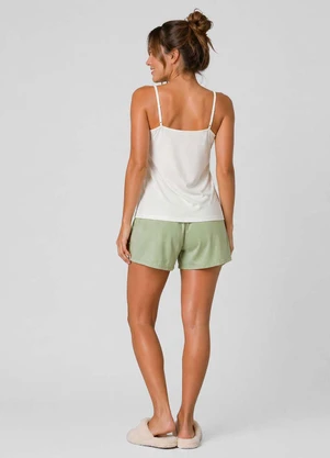 Infinita Cor - Pijama Feminino Blusa de Alça e Short Verde - INFINITA COR