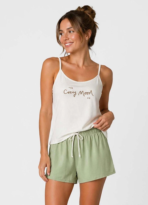 Infinita Cor - Pijama Feminino Blusa de Alça e Short Verde