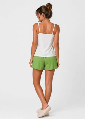 Infinita Cor - Pijama Feminino Blusa de Alça e Short Verde - INFINITA COR