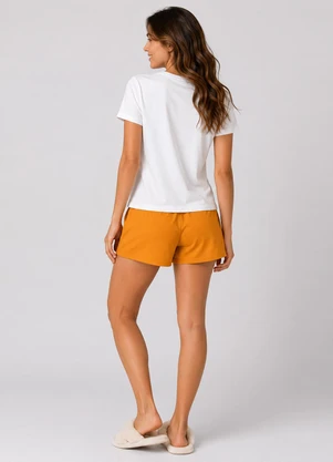 Infinita Cor - Pijama Feminino Blusa e Short Amarelo - INFINITA COR